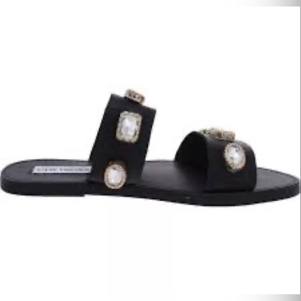 Steve Madden Jem Womens Leather Embellished Flat Sandals Size 5